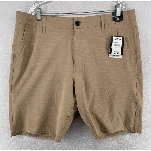 ONEILL Shorts Mens 38 Locked Slub Hybrid 10" Hyperdry Walking Chino Beige NEW - Picture 1 of 16